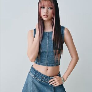 Katseye x Gap - Denim Crop Shell Tank Top